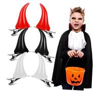 Hohopeti 6 Piezas Unidades Pinzas Pelo Demonio Halloween Clips Resistentes Decoración Cosplay Accesorios Fiesta Negro Blanco Rojo