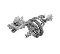 Hohopeti Anillo de Hombre Punk de Aleación Diseño de Dragón Plateado Luminoso, Cómodo y Fácil de Llevar, Adecuado para Regalos de Cumpleaños y Navidad
