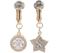 Hohopeti Anillo Falso Ombligo sin Perforación Colgante de Estrella Dorada y Circonita Joyería Ligera para Mujer Clip Cómodo para Uso Diario y Fiesta Accesorio Corporal sin Compromiso