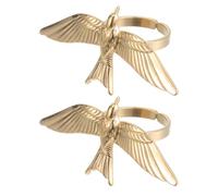 Hohopeti Anillos Abiertos Ajustables de Acero Inoxidable Ave de la Paz y Alas Diseño Vintage para Mujer 2 Piezas para Uso Diario y Eventos Joyería Retro Símbolo de Armonía