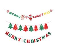 Hohopeti Banderines Navideños de Fieltro 3 Piezas Diseño de Árbol Pequeño Letras y Reno Colgante Decorativo Ligero de Tela No Tejida para Fiestas y Fotos de Navidad