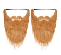 Hohopeti Barba Falsa Larga Naranja 2 Piezas Banda Elástica para Adultos, Accesorios de Cosplay y Suministros para Fiestas de Halloween, Máscara de Bigote Postiza Realista Color Aleatorio