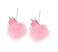 Hohopeti Bola de Baño de Malla Unicornio 2 Piezas Esponja Exfoliante Suave para Niños Limpieza Corporal Diaria Ducha