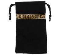 Hohopeti Bolsa de Tarot de Terciopelo Negro Bordado, Portátil y Resistente, Protege Cartas y Joyas, Adecuado para Almacenamiento Seguro en Juegos de Mesa