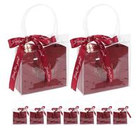 Hohopeti Bolsas de Regalos para Bodas 10 Unidades Rojas y 10 Bolsas Asas de Pvc 15,5x7x15 Cm para Fiesta, Cumpleaños y Embalaje de Dulces como Souvenirs para Invitados