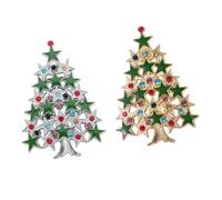 Hohopeti Broche de Árbol de Navidad Navideño de Aleación Set de 2 Piezas Color Dorado y Plateado Diseño Compacto y Ligero Accesorio para Ropa Adecuado para Fiestas y Regalos Navideños