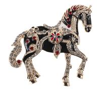 Hohopeti Broche de Esmalte Gemas de Imitación en Forma de Caballo Negro, Pin Vintage de Solapa para Mujer, Accesorio Ligero para Chaquetas, Ropa y Eventos Obsequios del Año Lunar