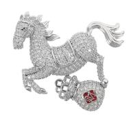 Hohopeti Broche para Chicas con Diseño de Caballo y Bolsa de Dinero Pin Decorativo de Aleación con Rhinestones Accesorio Brillante para Vestidos Bufandas y Solapas Regalo para Año del
