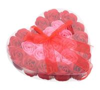 Hohopeti Caja de 24 Flores de Jabón Artificial Rosa Rojo Exterior y Rosa Interior para Decoración DIY Obsequio Día de San Valentín y Cuidado Personal sin Mantenimiento Fragancia