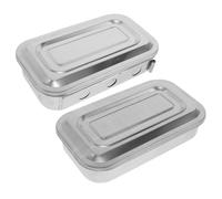 Hohopeti Caja Esterilizadora de Acero Inoxidable para Herramientas de Uñas 2 Piezas 8 Pulgadas Orificios Bandeja para Saneamiento y Remojo Profesional en Manicura