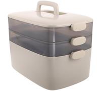 Hohopeti Caja Organizadora de Medicamentos Transparente de Tres Niveles, Estuche Portátil para Emergencia y Viajes, Contenedor Multiusos de Plástico con Asa, Adecuado para Hogar y Coche