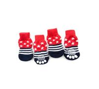 Hohopeti Calcetines Cálidos De Algodón para Mascotas 4 Unidades Medias con Estrellas para Caniche Talla S Color Rojo Cómodos Y Elegantes para Los Pies De Las Mascotas