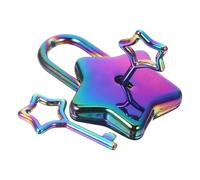 Hohopeti Candado con Llave de Estrella Pequeño Decorativo para Diario Diy, Candado de Metal Antioxidante Multicolor, Accesorio de Bricolaje para Joyero y Bolso, Adecuado Obsequio Niña