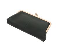 Hohopeti Cartera Larga de Cuero Auténtico Verde Oscuro Cierre de Beso, Monedero Plegable para Mujer Múltiples Compartimentos, Tarjetero para Tarjetas Comerciales y Bolso de Mano para