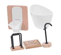 Hohopeti Casa de Muñecas Accesorios Detallados de Madera y Plástico Incluye Inodoro Bañera Grifo de Toallero y Báscula Decoración Realista para Juego y Diseño