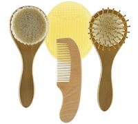 Hohopeti Cepillo y Peine Para Pelo De Para Recién Nacidos Cepillo De Lana Natural Peine De Para Shower