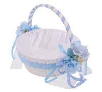 Hohopeti Cesta de Pascua Tejida a Mano con Asa Azul para Dulces Huevos y Frutas Cesta del Festival Reutilizable para Fiesta y Decoración Infantil para Niña Práctica