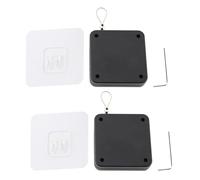 Hohopeti Cierrapuertas Automático Retráctil para Puertas Metálicas y Cortafuegos, Cable de Acero Resistente al Desgaste, sin Perforaciones, Color Negro, Paquete de 2 Unidades, Cierre