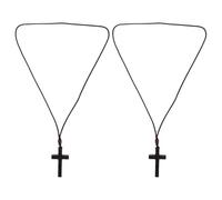 Hohopeti Collar Colgante de Crucifijo de Madera de Ébano Negro Hecho a Mano 2 Piezas Collar Religioso para Hombres y Mujeres Joyería Católica Ligera para Oración y Uso Diario