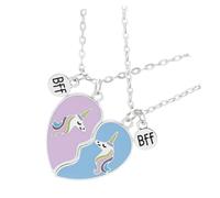 Hohopeti Collar Colgante de Unicornio para Niña Conjunto de 2 Piezas Diseño de Corazón Partido Cadena de Aleación Segura para Amigas Obsequio de Amistad para Estudiantes y Cumpleaños