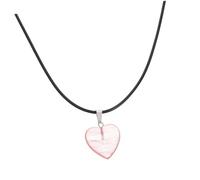 Hohopeti Collar Pequeño Colgante de Corazón de Cristal Natural 20 MM Gargantilla Artesanal de Poliuretano Color Sandía Collar Delicado para Mujer Uso Diario San Valentín