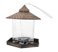 Hohopeti Comedero Colgante para Pájaros de Balcón de Metal con Diseño Resistente, Gran Capacidad y Panel Transparente para Exteriores y Jardín