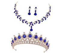 Hohopeti Conjunto de Joyería Nupcial Azul Collar y Pendientes para Boda y Damas de Honor Accesorio Elegante para Mujer Eventos Obsequios
