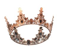 Hohopeti Corona Barroca Vintage de Boda con Rhinestones Tocado Elegante para Novia Damas Invitadas Accesorios Nupciales Rojo Cobre