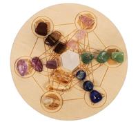 Hohopeti Cristales Naturales de Chakra con Tablero de Adivinación de Madera para Decoración del Hogar con Adornos de Cristal Forma de Columna