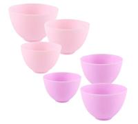 Hohopeti Cuencos de Silicona para Mascarilla Facial, Set de 6 Piezas en Colores Violeta y Rosa, Tamaño Pequeño, Mediano y Grande, sin Olor, Anti-caída, Reutilizables para Mezcla y Cuidado