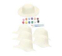 Hohopeti Decoración de sombrero manualidades para colorear sombrero de paja pintar decoraciones para fiestas temáticas pintando manualidades suministros de fiesta