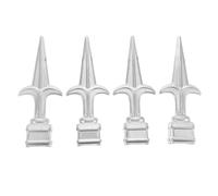 Hohopeti Decoraciones de Cercas Metálicas para Jardín, 4 Remates de Valla en Forma Puntiaguda, Accesorios para Postes de Puerta Color Plateado