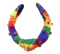 Hohopeti Diadema Antideslizante de Tela Suave Nudo y Pedrería Diadema a Rayas de Colores Arcoíris para Mujer Accesorio para Festivales y Celebración Lgbtq