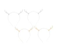 Hohopeti Diadema de Astas de Reno de Aleación Plateada Ligera para Fiestas Navideñas, Tocado Navideño Clásico y Adorable para Adultos y Niños, Pack de 4 Piezas
