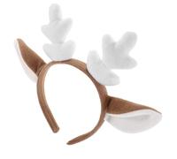 Hohopeti Diadema de Astas de Reno de Felpa para Mujer Diadema Elástica Cuernos de Ciervo Realistas Accesorio Festivo para Fiestas Bodas y Eventos Obsequios