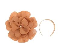 Hohopeti Diadema de Flores Grande Perlas para Mujer y Niña, Tocado Floral Vintage Color Ámbar, Diadema Ancha para Fiestas, Bodas y Eventos Formales