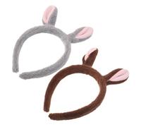 Hohopeti Diadema de Peluche Orejas de Caballo 2 Piezas, Accesorios para Fiestas y Carnavales, Diadema Temática para Halloween, Navidad y Disfraces, Banda Cabello Gris y Marrón,