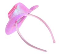 Hohopeti Diadema Forma de Sombrero Vaquero Pequeño 135 CM Rosa Efecto Holográfico Accesorio para Disfraz de Baile y Fiestas Temáticas del Oeste Tocado Ligero para Eventos y Carnaval