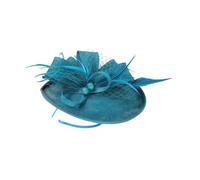 Hohopeti Diadema Velo y Flores de Plumas para Mujer Accesorio Cabello Color Azul Lago Adecuado para Fiestas y Banquetes