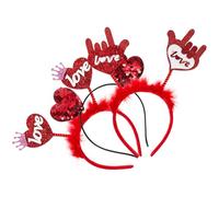 Hohopeti Diademas Día de San Valentín 3 Piezas Forma de Corazón Lentejuelas Brillantes Accesorios Delicados para Fiesta y Decoración de Cabello Tocados para Niñas y Mujeres