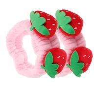 Hohopeti Diademas Elásticas para Lavarse la Cara 2 Pcs, Banda Cabello de Spa y Maquillaje, Diseño Fresa Rosa, Suave y Cómoda para Cuidado Facial Mujer y Niñas