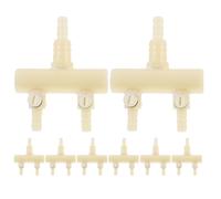 Hohopeti Distribuidor de Oxígeno para Peceras 2 Salidas, Control Preciso de Flujo y Material Plástico Beige, Adecuado para Acuarios Grandes en Casa, Paquete de 8 Piezas