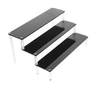 Hohopeti Estante De Exhibición Acrílico De 3 Niveles, 30x8 Cm, Color Negro, Soporte para Expositores De Artesanías y Postres, Adecuado para Mostrar Objetos De Colección y Vitrinas Minoristas