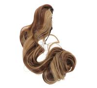 Hohopeti Extensión de Coleta Postiza Sintética Natural Ondulada Clip para Mujeres Pelo Rizado con Textura Realista Marrón Transformación Rápida y Volumen Añadido