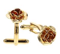 Hohopeti Gemelos de Cobre en Forma de Rosa Dorada para Camisa, Diseño Elegante Francés Minimalista, Accesorios Hombre para Boda y Traje de Negocios