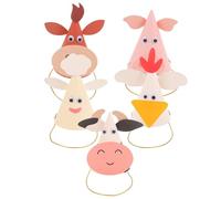 Hohopeti Gorros Ligeros de Cumpleaños 5 Piezas de Sombreros de Dibujos Animados del Zodíaco Chino Pollo Buey Oveja Cerdo Vaca Tocados de Papel para Fiestas Infantiles y