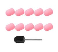 Hohopeti Juego 10 Tapones de Lijado para Manicura Color Rosa con Cabezal de Pulido para Uñas, Gorro de Arena Resistente al Desgaste y Compatible para Uso Profesional y Doméstico