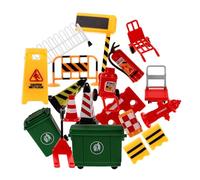 Hohopeti Juego de 19 Piezas de Mini Señales y Barreras de Tráfico de Plástico Modelo Educativo para Juguetes Didácticos de Seguridad Vial Portátiles y Resistentes para Escenas de