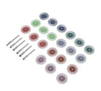 Hohopeti Juego de 27 Discos Abrasivos de Cerdas Radiales de 1 Pulgada con Vástago de 3 Mm, Rueda de Aletas Espiral para Pulir Madera y Metal, Accesorio para Herramientas Rotativas