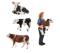 Hohopeti Juego de 4 Figuras de Vacas de Simulación para Niños, Modelo de Ganado Artesanal Mediano, Juguete Educativo de Animales de Granja para Aprendizaje y Colección